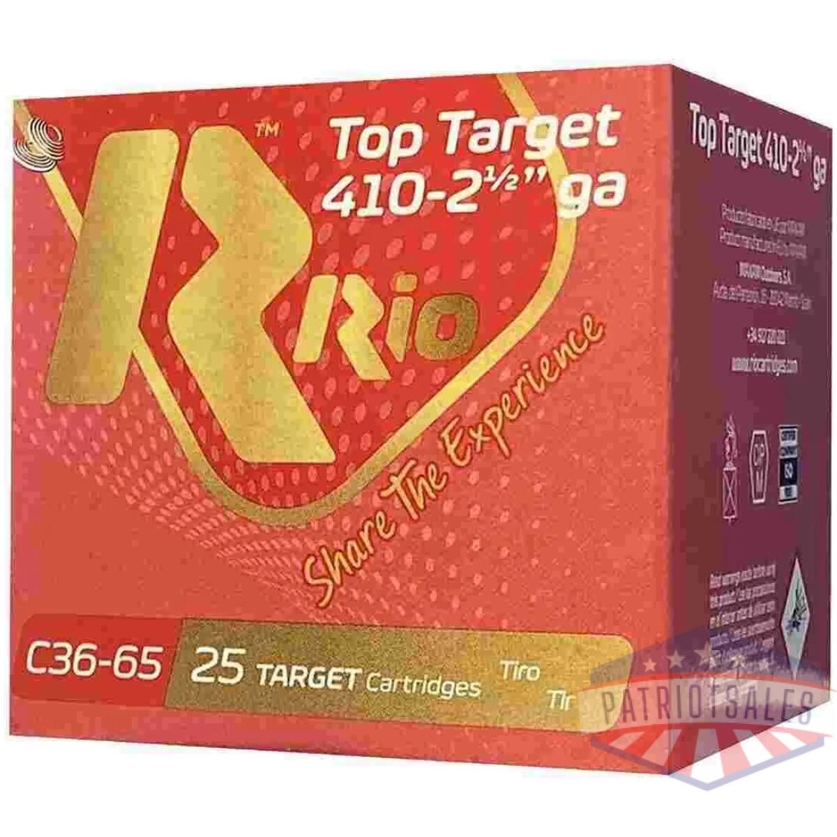 Rio top target shotshells 410ga 2-1/2" 1/2oz 1200 fps #7. 5 25/ct - image 1