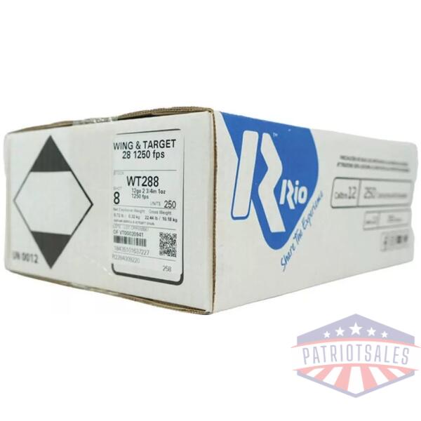 Rio Wing & Target Shotshells 12ga 1oz 2-3/4" 1250 fps #8 250/ct Case (10 Boxes of 25/ct)