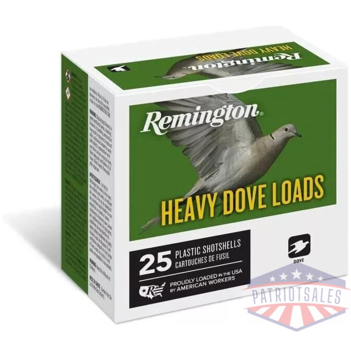 Remington heavy dove load shotshells 12ga 2-3/4 in 3-1/4 dr 1-1/8 oz #7. 5 1255 fps 25/ct - image 1