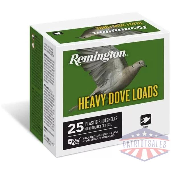 Remington Heavy Dove Load Shotshells 12ga 2-3/4 in 3-1/4 dr 1-1/8 oz #7.5 1255 fps 25/ct