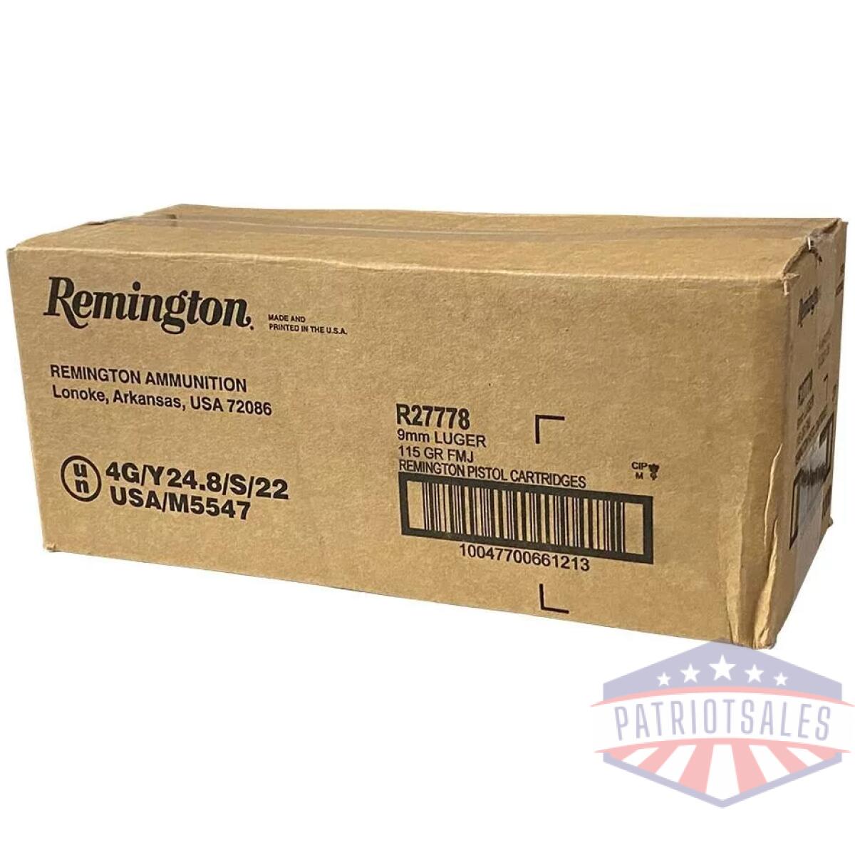Remington range handgun ammo 9mm luger 115gr fmj 1145 fps 1000/ct case (20-50ct boxes) - image 1