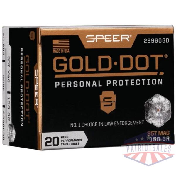 Speer Gold Dot Handgun Ammunition .357 Mag 158 gr HP 1235 fps 20/ct