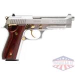 Taurus PT92 Handgun 9mm Luger 17rd Magazine 5" Barrel Stainless Steel with Wood Accent