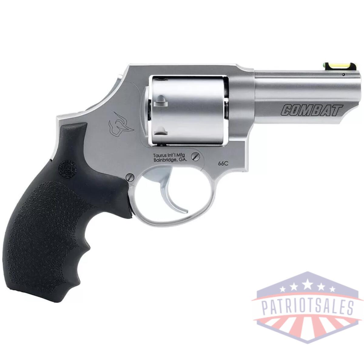 Taurus 66 combat handgun. 357 mag 7rd capacity 3" stainless barrel matte frame w/hogue grip front fiber optic sight - image 1