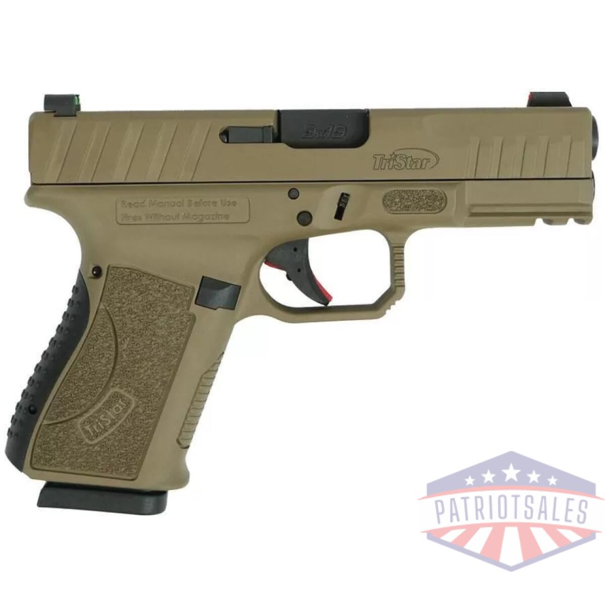 Tristar apoc handgun 9mm luger 15rd magazine(2) 4" barrel fiber optic sights fde - image 1