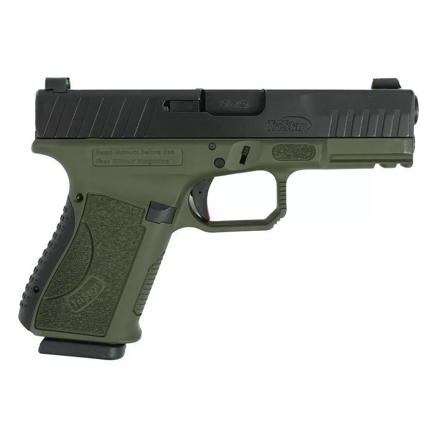 Tristar apoc handgun 9mm luger 15rd magazine 4" barrel fiber optic sights od green/black
