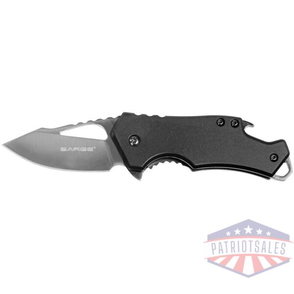 Sarge Knives Black Fuse Folding Knife 2 3/8" Blade Black with Bottle Opener