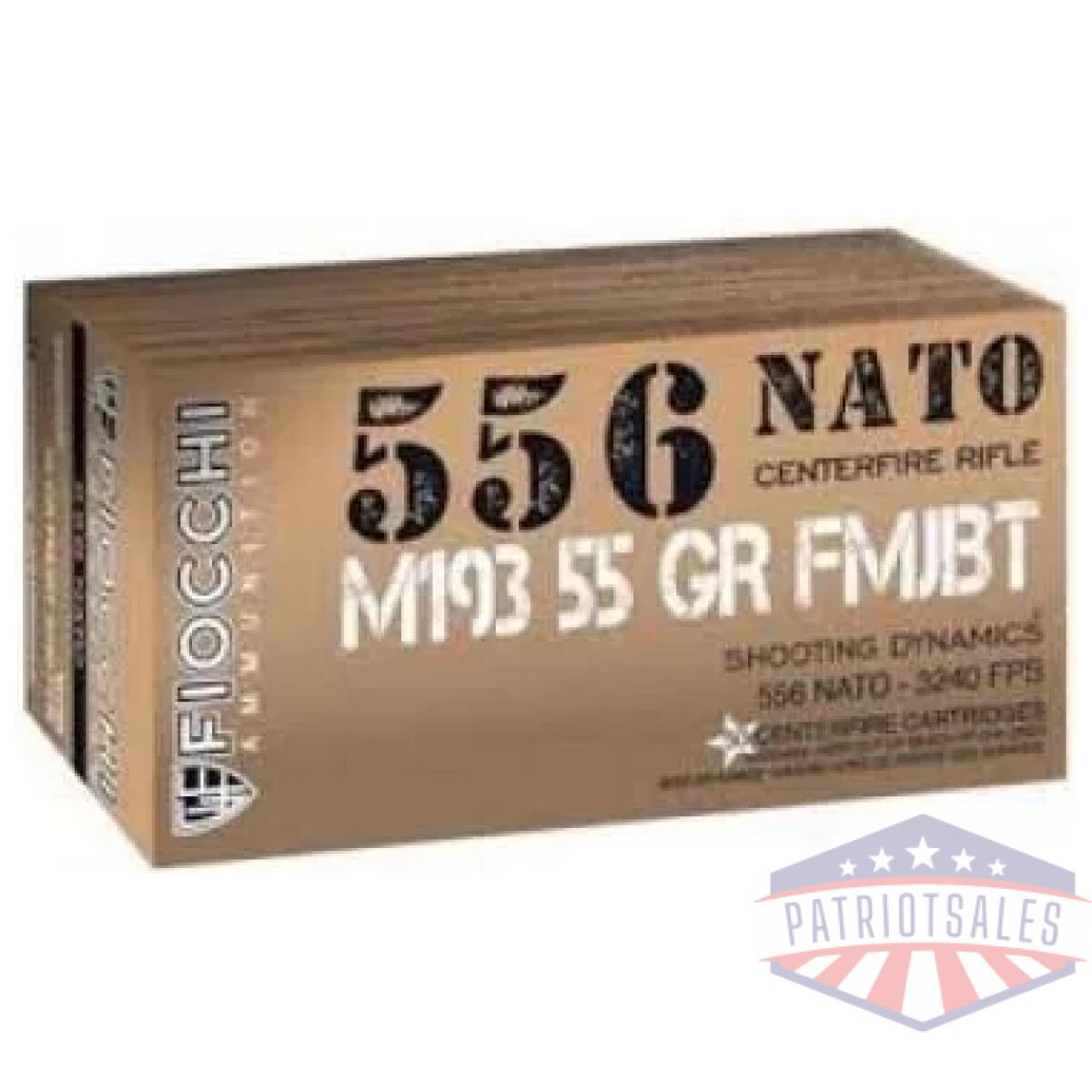 Fiocchi shooting dynamics rifle ammunition 5. 56mm nato 55 gr fmj 3240 fps 1000/ct (case) - image 1