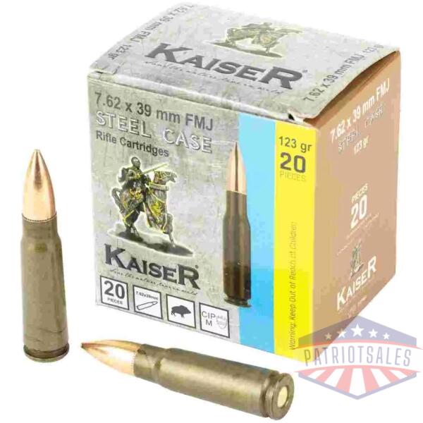 Century Arms AM8313 Kaiser Rifle Ammunition 7.62x39 123gr FMJ 20/ct