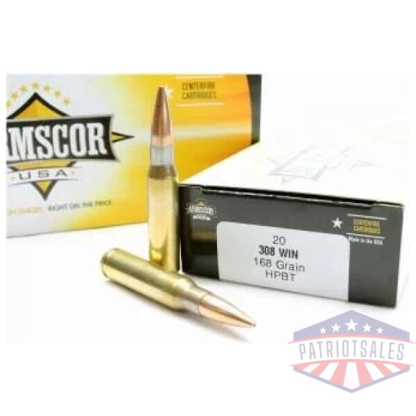 Armscor Rifle Ammunition .308 Win 168 gr HPBT 2500 fps 20/ct
