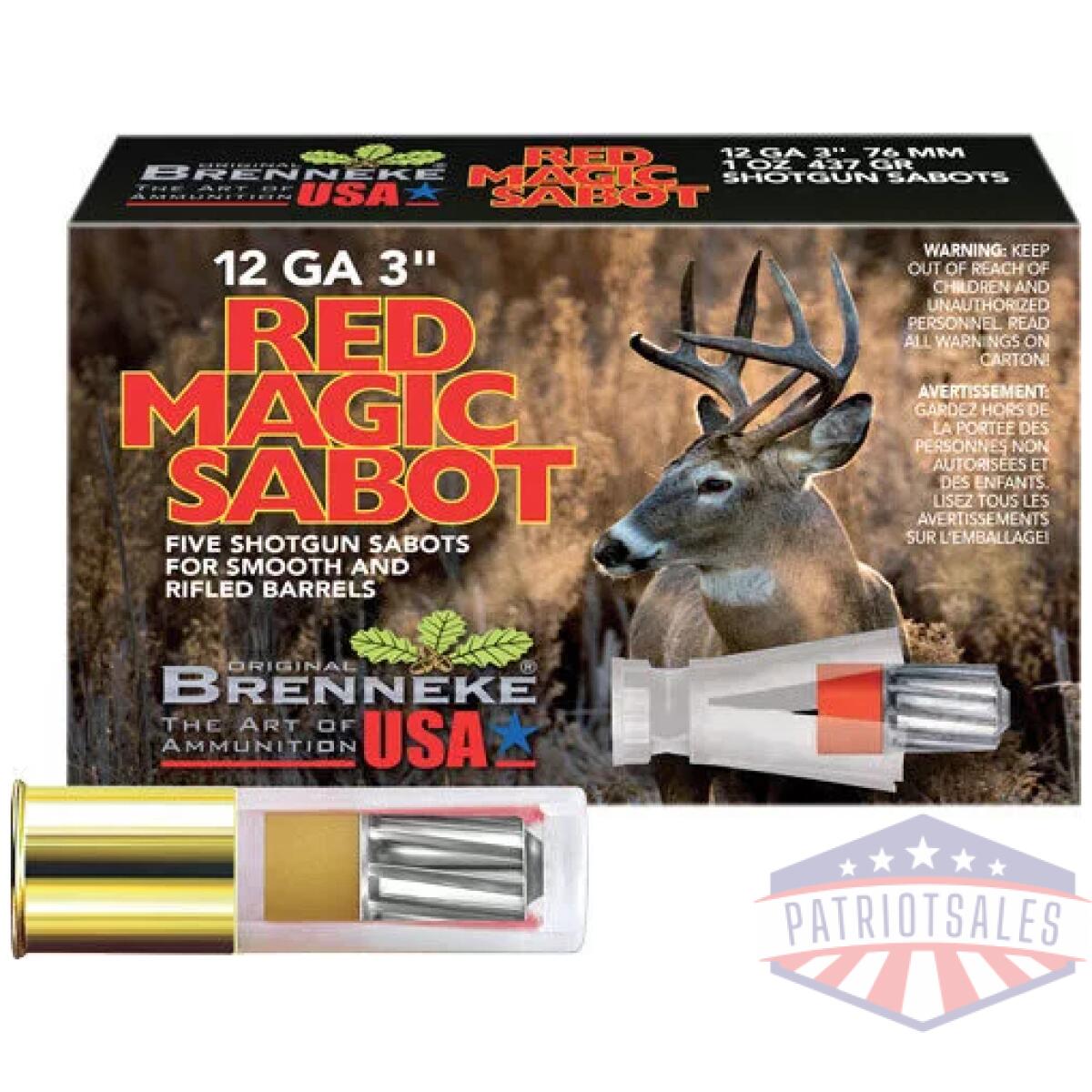 Brenneke usa red magic 12ga 3" - 1oz sabot 5rd  50bx/cs - image 2