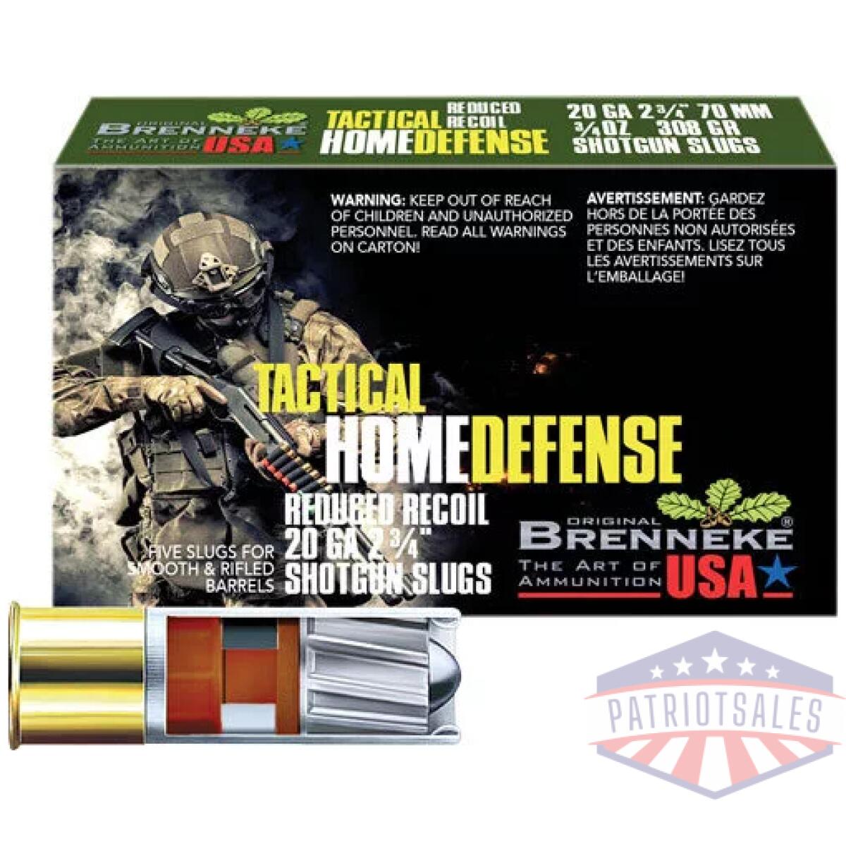 Brenneke usa low recoil 20ga - 2. 75" 3/4oz slug 5rd 50bx/cs - image 2