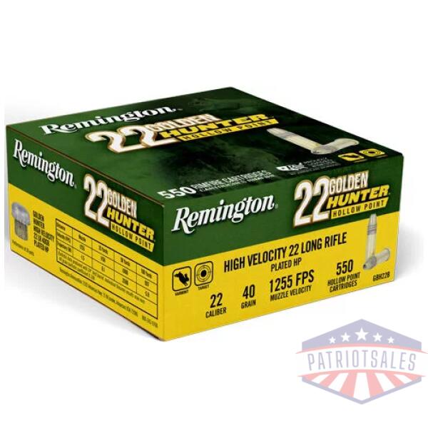 REMINGTON GOLDEN HUNTER 22LR - 40GR PLATED HP 550RD 12BX/CS