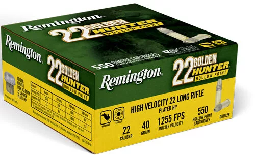 Ar21253 Remington golden hunter 22lr - 40gr plated hp 550rd 12bx/cs - image 1
