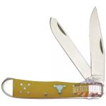 ABKT CATTLEMANS CUTLERY 3.25" - YELLOW HANDLE TRAPPER 2-BLADE
