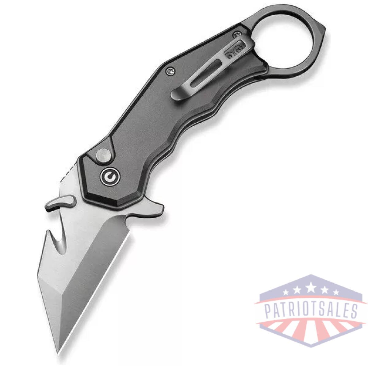 Amaroq flipper & thumb stud & button lock knife gray aluminum handle (2. 11"" satin finished nitro-v blade) - image 1