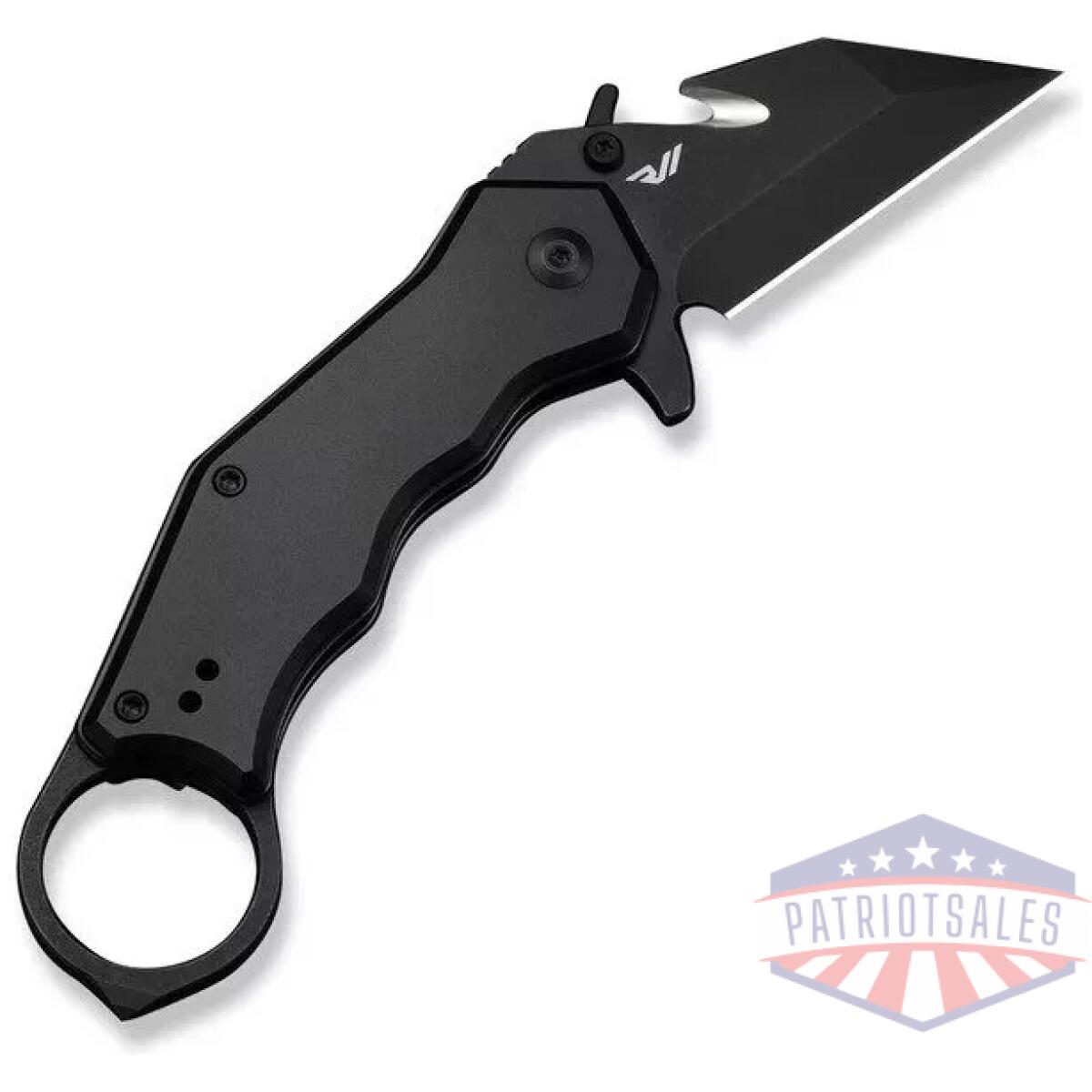 Amaroq flipper & thumb stud & button lock knife black aluminum handle (2. 11"" black stonewashed nitro-v blade) - image 1