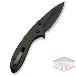 Faeger Flipper & Thumb Stud & Button Lock Knife Milled OD Green G10 Handle