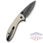 Faeger Flipper & Thumb Stud & Button Lock Knife Milled Ivory G10 Handle