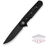Navo Flipper Knife Black G10 Handle (3.25"" Black Stonewashed Nitro-V Blade)