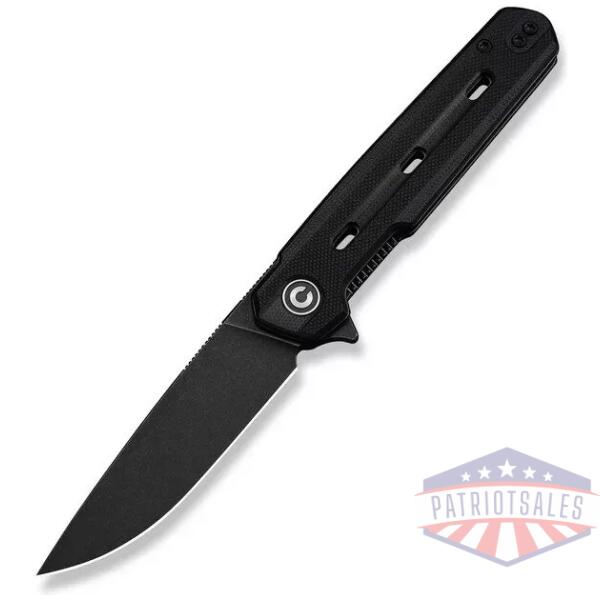 Navo Flipper Knife Black G10 Handle (3.25"" Black Stonewashed Nitro-V Blade)