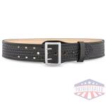2-1/4"" Basketweave Leather Sam Brown 2 Row Stitch Duty Belt with Nickel Buckle
