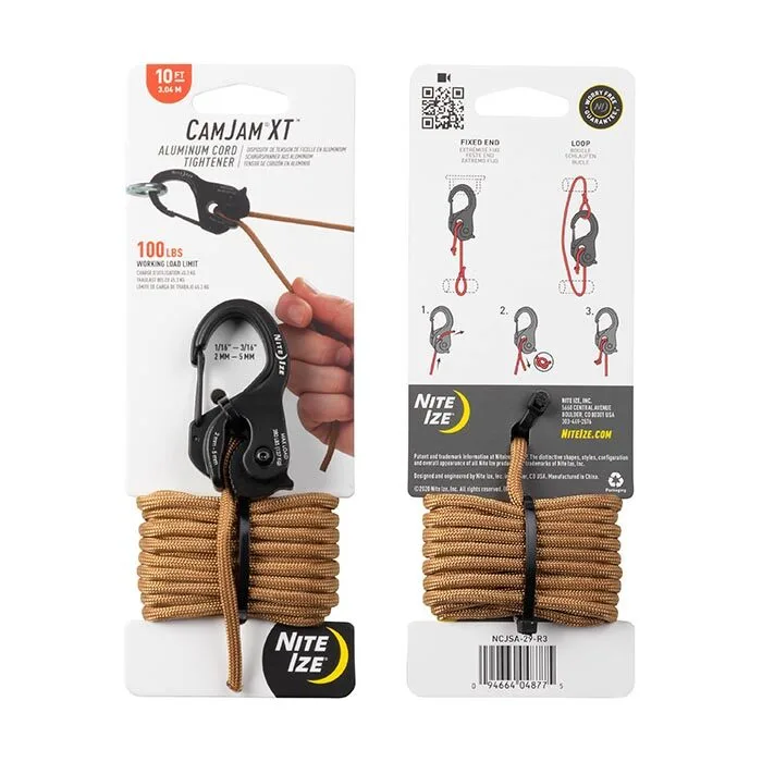Nincjsa-29-R3 Camjam xt aluminum rope tightener w/ 15' paracord - image 1