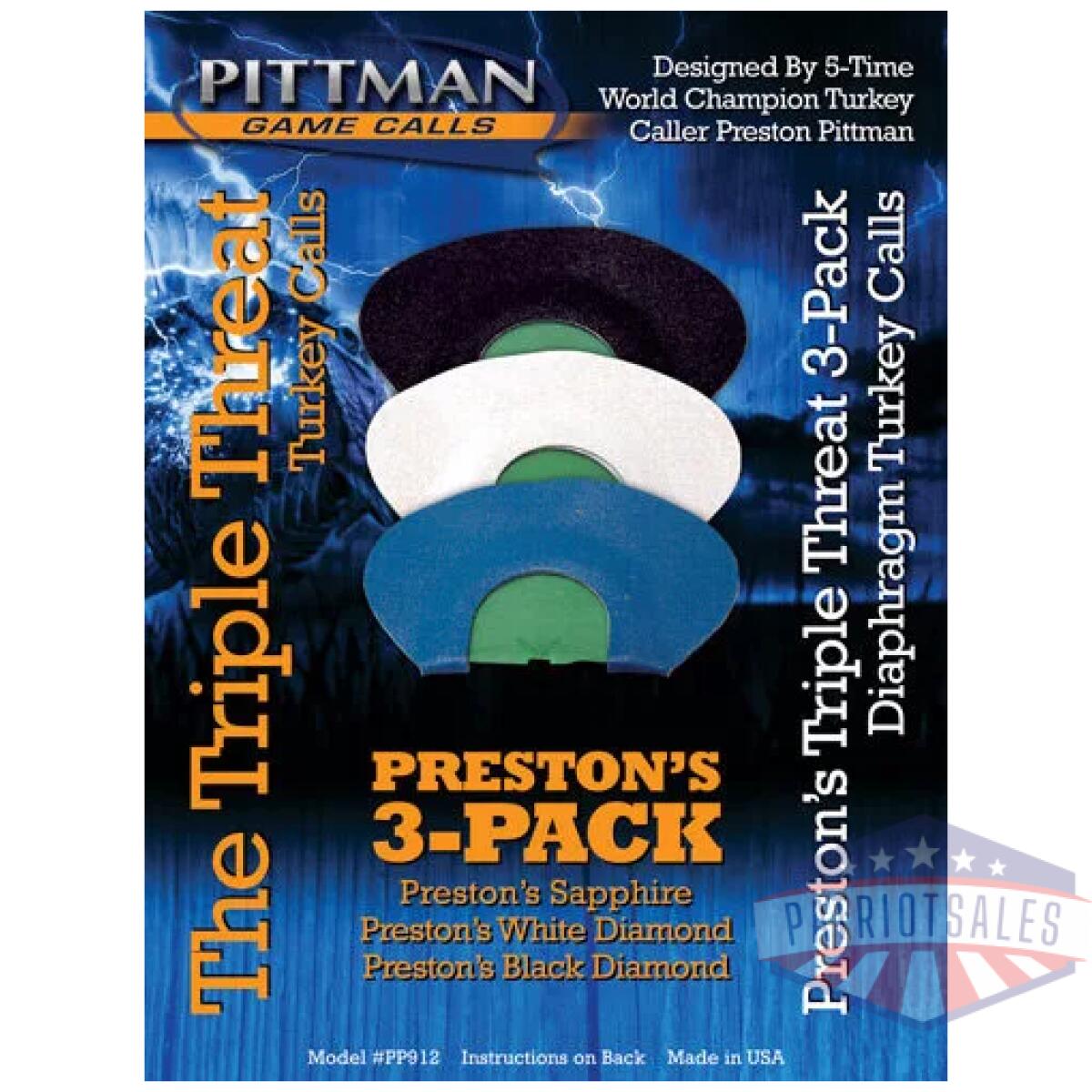 Pittman game calls triple - threat combo diaphram pack - image 1