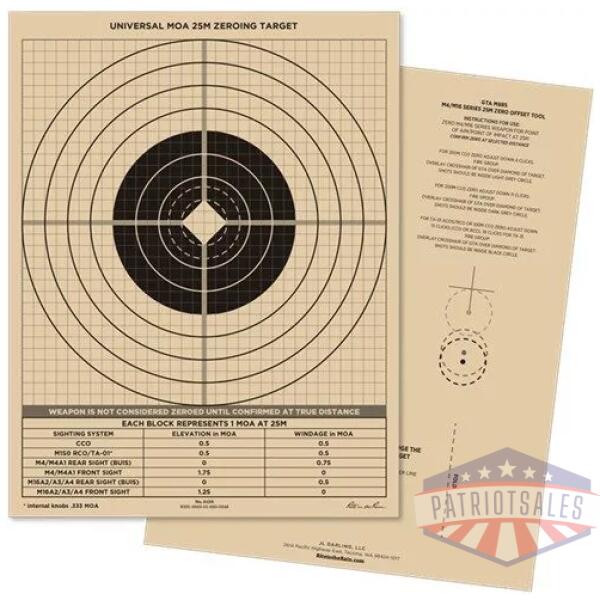 All-Weather 25m Multipurpose Zeroing Target - Universal MOA - 100 Pack