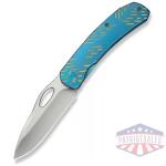 WEKNIFE Inmate Front Flipper & Thumb Hole Knife Blue Titanium Handle With Golden Raindrops (3.7"" Satin Finished CPM 20CV Blade)