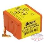 Berger Match Grade Varmint Bullets .22 cal .224" 52 gr FB VARMINT 100/box