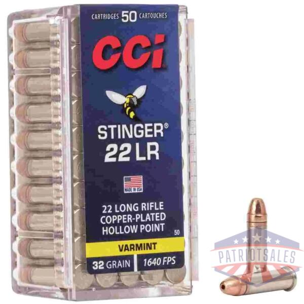 CCI Stinger Rimfire Ammunition .22 LR 32 gr CPHP 1640 fps 50/ct
