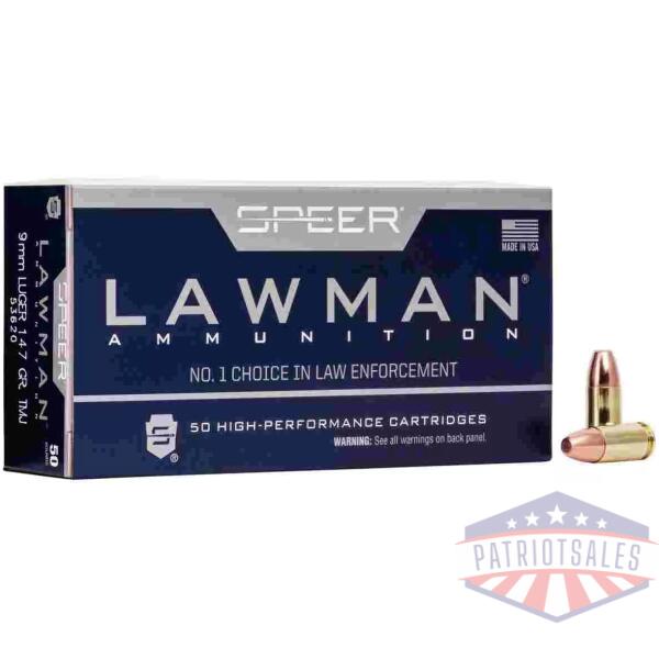 Speer Lawman Handgun Ammunition 9mm Luger 147 gr. TMJ 985 fps 50/ct