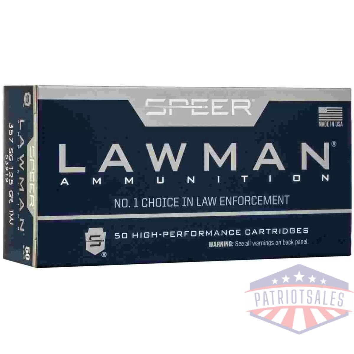 Speer lawman handgun ammunition. 357 sig 125 gr tmj 1350 fps 50/ct - image 1