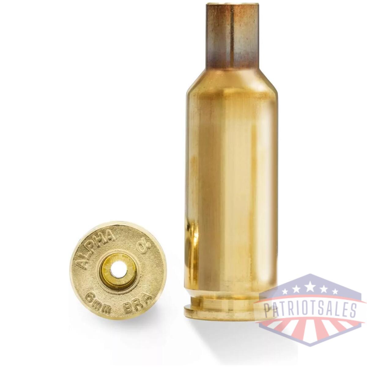 Alpha munitions ultra premium unprimed brass cartridge cases 6 bra (ackley imp)- small rifle primer pocket 100/box - image 1