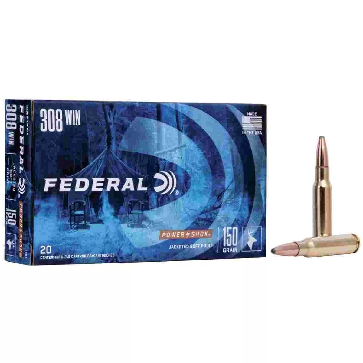 Https3A2F2Fmedia.chattanoogashooting.com2Fimages2Fproduct2Ffa308A2Ffa308A_1.Webp Federal power-shok rifle ammunition. 308 win 150 gr sp 2820 fps 20/ct - image 1
