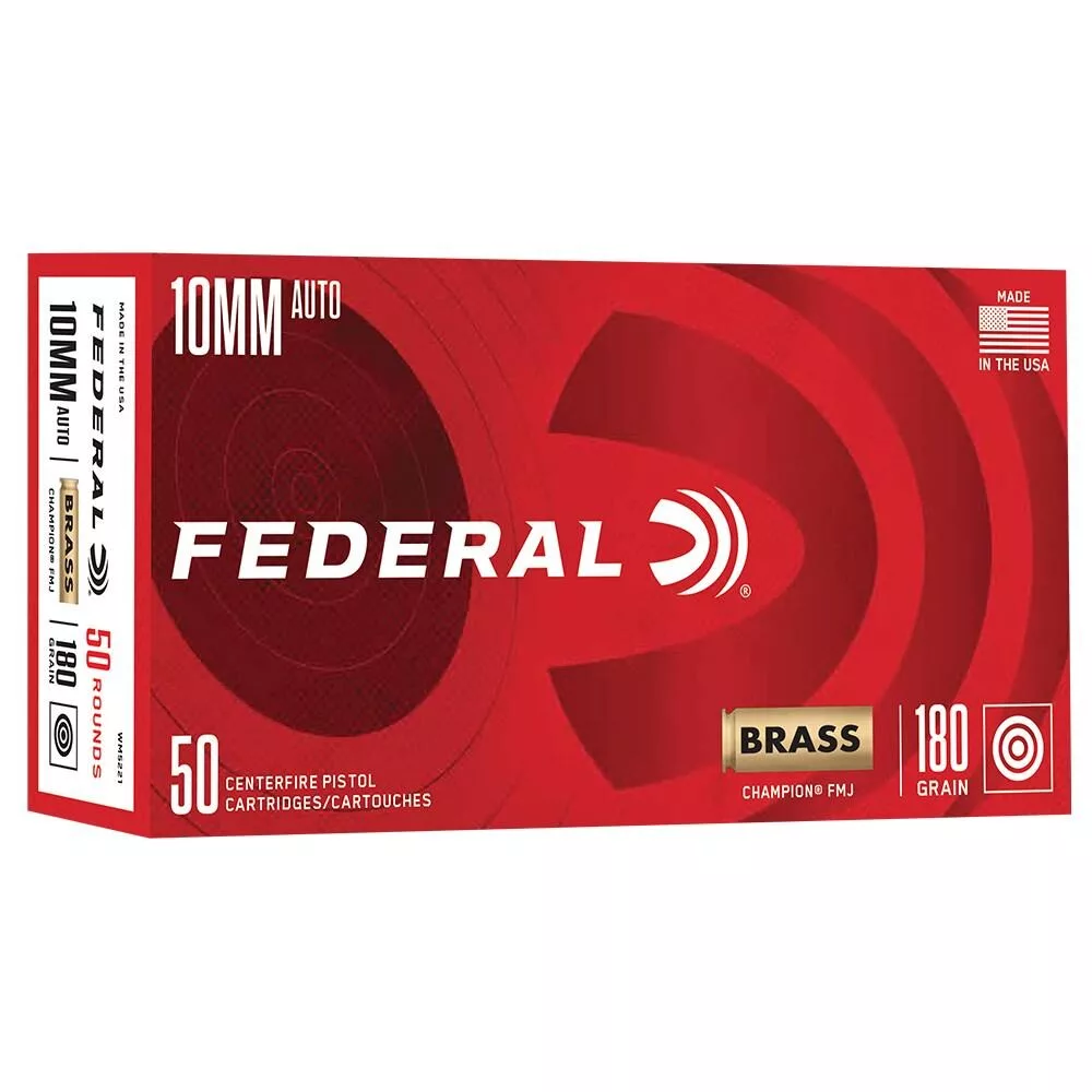 Federal Champion Handgun Ammunition 10mm Auto 180gr FMJ 1200 fps 50/ct