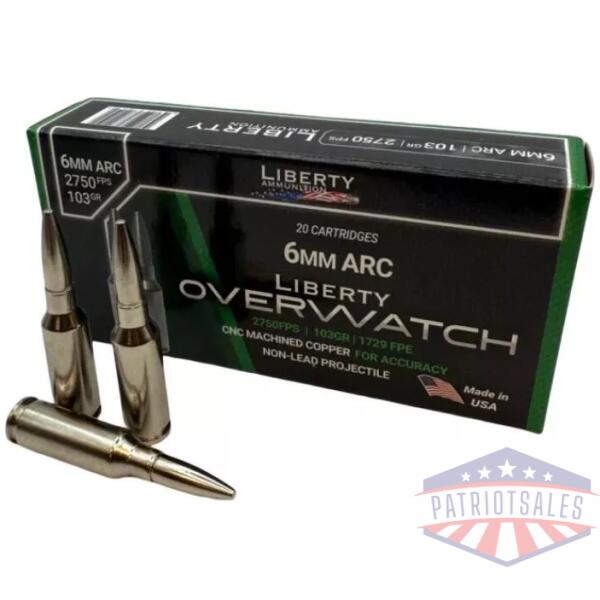 Liberty Overwatch Rifle Ammunition 6mm ARC 103gr OTM 3000 fps 20/ct