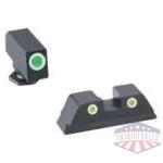 Green YellowTritium 3 dot sight set white outlines for Glock 42-43