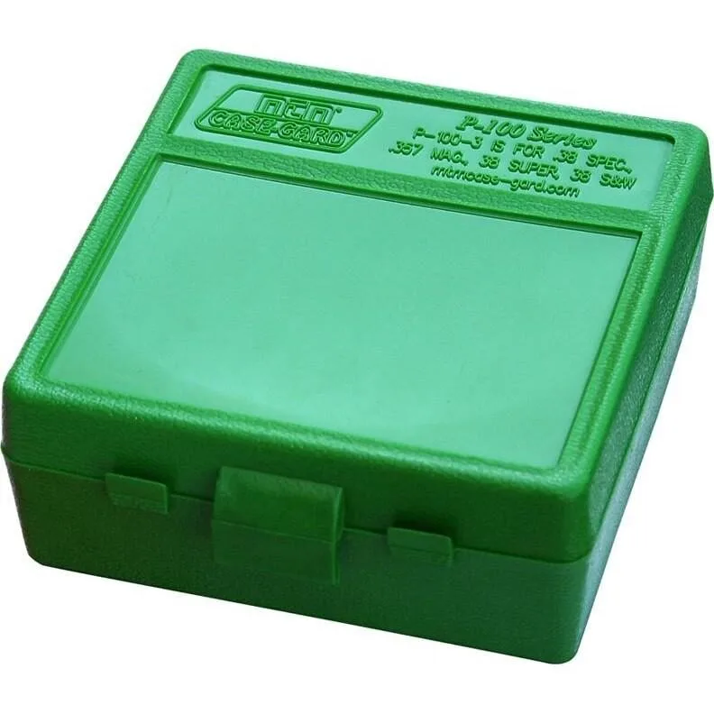 Https3A2F2Fmedia.chattanoogashooting.com2Fimages2Fproduct2Fmtp10032Fmtp1003_1.Webp Mtm p-100-3 ammo box 100 rounds flip-top 38 - 357 green - image 1