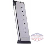 Mec-Gar 1911 Govt Handgun Magazine with Plastic Removable Buttplate & Follower .45 ACP HT Stainless Steel 8/rds High Cap