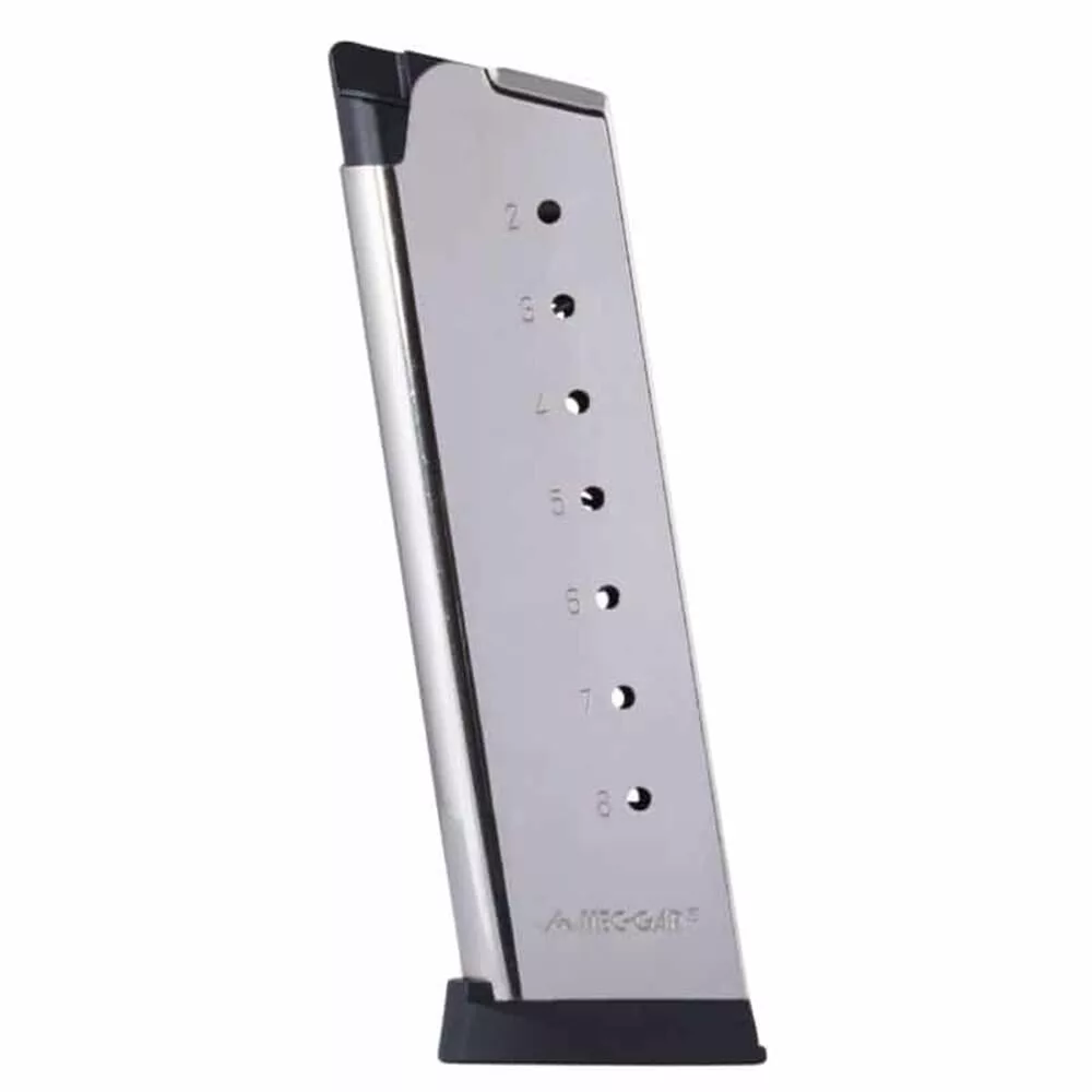 Https3A2F2Fmedia.chattanoogashooting.com2Fimages2Fproduct2Fmycg4508Spf2Fmycg4508Spf-1.Webp Mec-gar 1911 govt handgun magazine with plastic removable buttplate & follower. 45 acp ht stainless steel 8/rds high cap - image 1