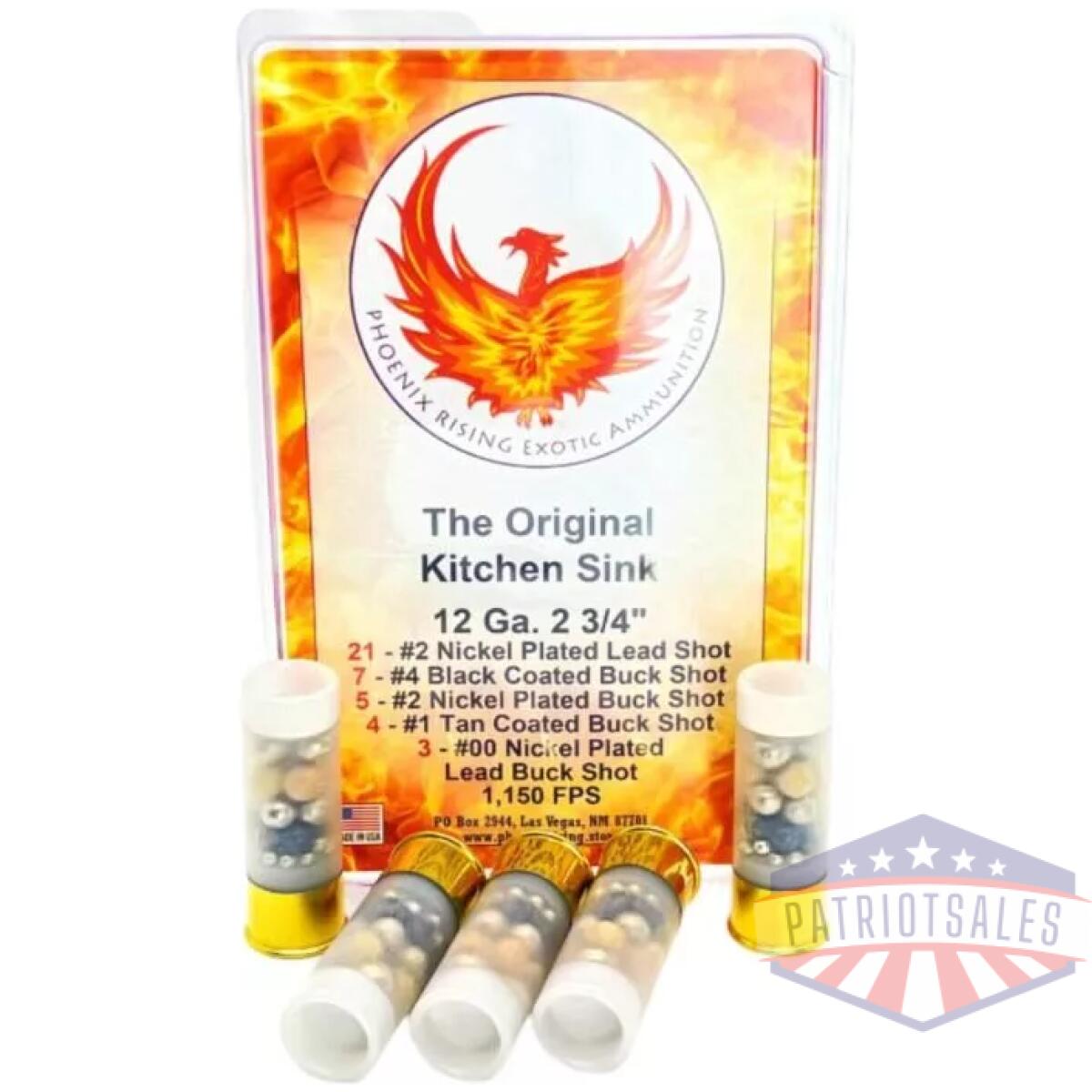 Phoenix rising "kitchen sink" - multiple buckshot size shotshells 12ga 2-3/4" 1150fps 3/ct - image 1
