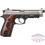 Taurus PT92 Handgun 9mm Luger 17rd Magazines (2) 5" Barrel Black Silver with Wood Grips
