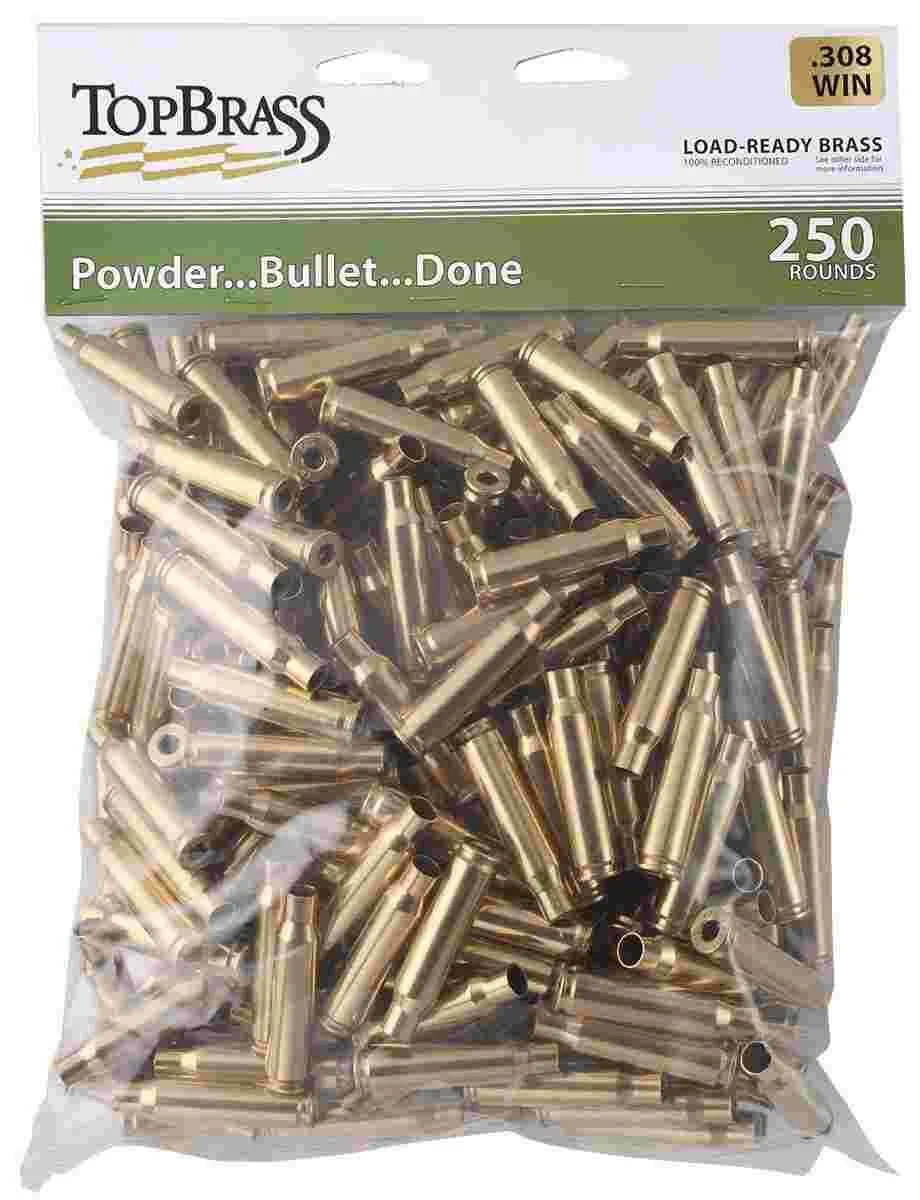 Https3A2F2Fmedia.chattanoogashooting.com2Fimages2Fproduct2Fuq8308Winmy22Fuq8308Winmy2 Top brass unprimed remanufactured rifle brass. 308 win bagged header card grade a+ 250/ct - image 1