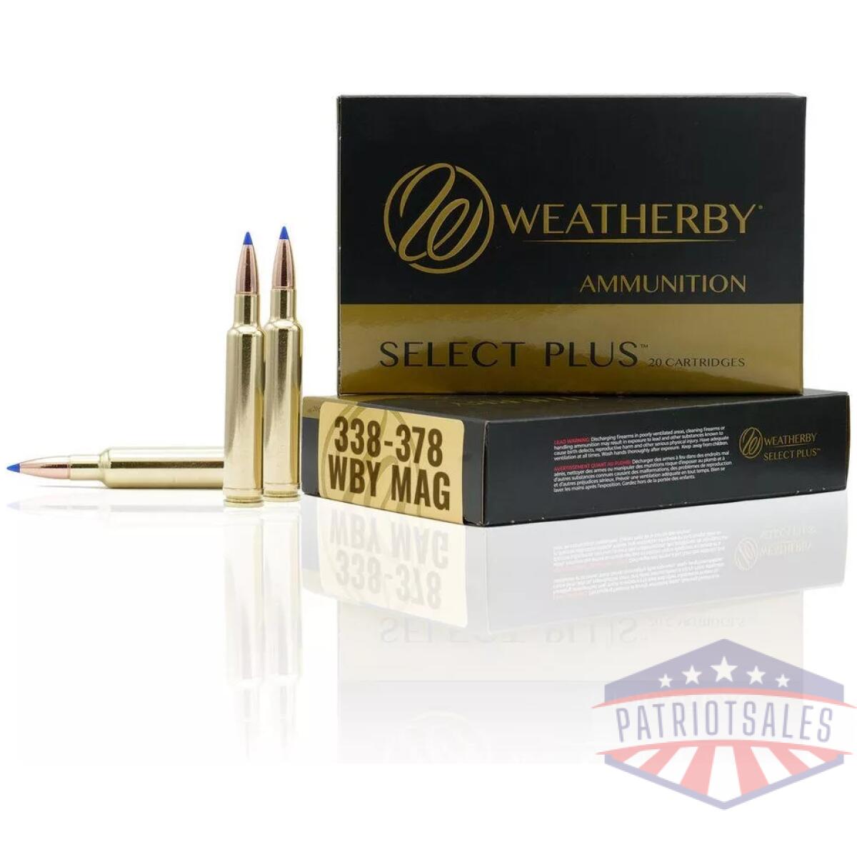 Weatherby select rifle ammunition 338-378 wby mag 225 gr barnes ttsx 3180 fps 20/ct - image 1