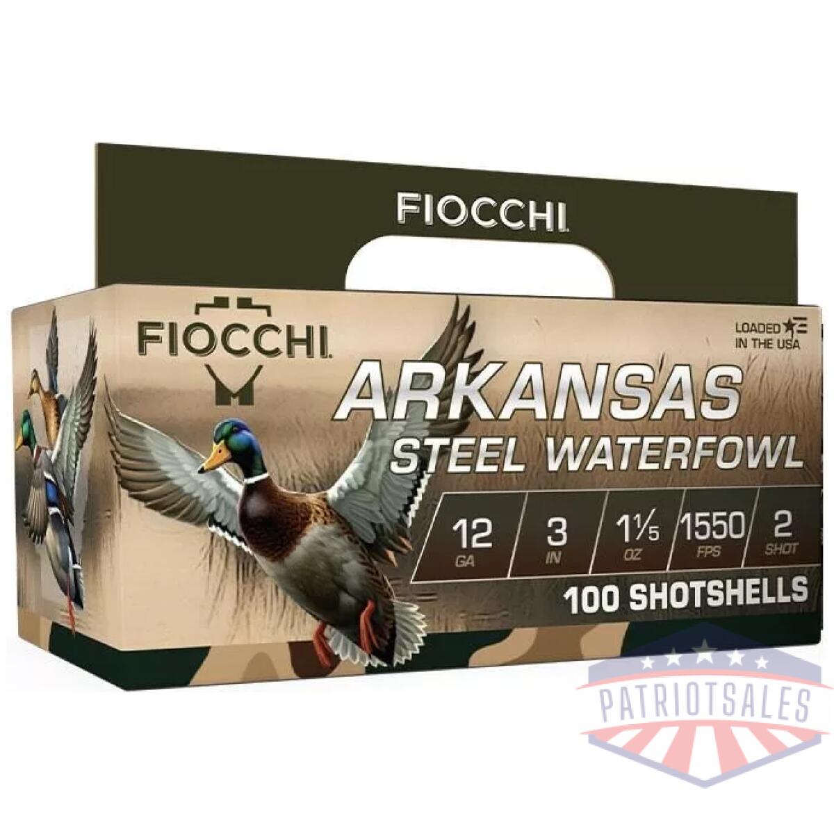 Fiocchi arkansas steel waterfowl shotshells 12ga 3" 1-1/5oz 1550 fps #2 100/ct - image 1