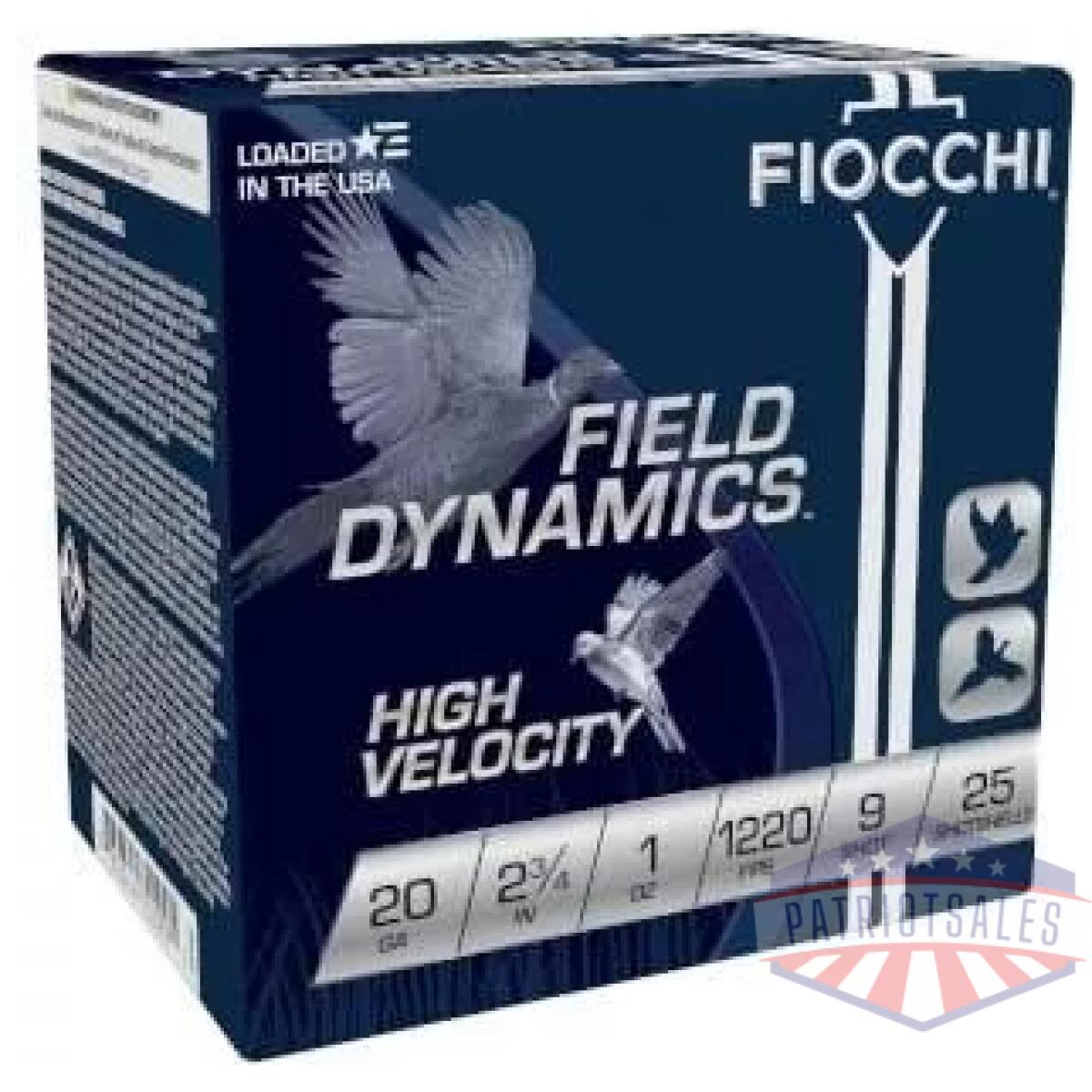 Fiocchi high velocity shotshells 20 ga 2-3/4 1oz 1220 fps #9 25/ct - image 1