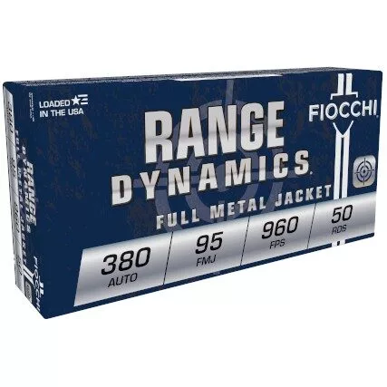 Fiocchi Pistol Shooting Dynamics Handgun Ammunition .380 ACP 95 gr. FMJ 960 fps 50/ct