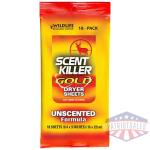 WRC DRYER SHEETS SCENT KILLER - GOLD UNSCENTED 18-PACK